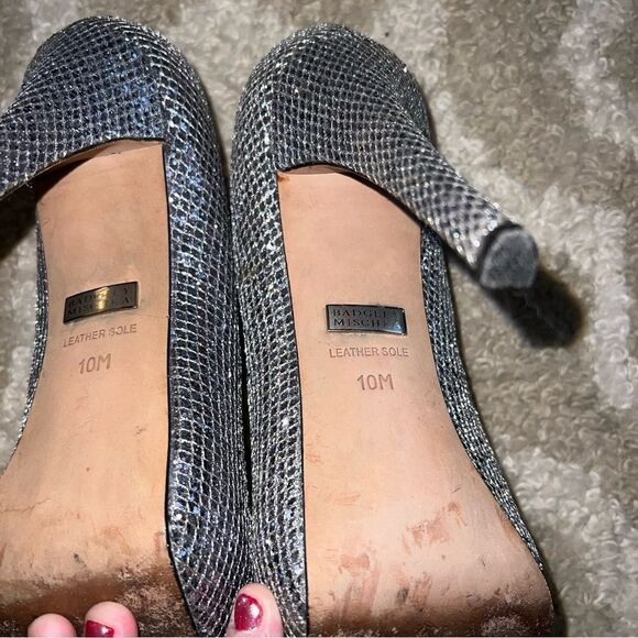 Badgley Mischka Silver Peep Toe Heels size 10 - Picture 4 of 7